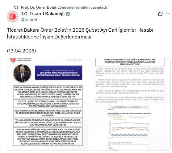 Bakan Bolat, ödemeler dengesi verilerini yorumladı
