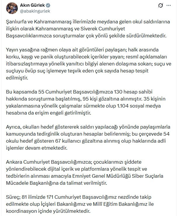 Okulları hedef gösteren sosyal medya kullanıcıları gözaltına alındı!