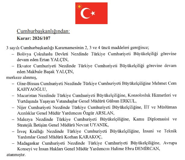 Cumhurbaşkanı Erdoğan'ın yaptığı atamalar Resmi Gazete'de yayımlandı