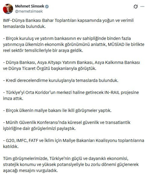 Bakan Mehmet Şimşek, ABD'de yatırımcılara Türkiye'nin ekonomik görünümünü anlattı