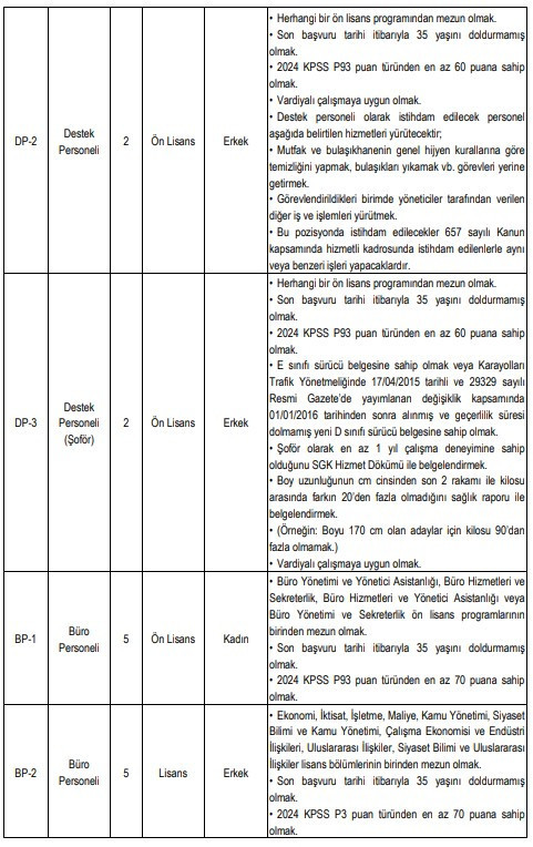 YÖK'ten sözleşmeli personel alım ilanı: Güvenlik görevlisi, şoför, teknisyen, büro ve destek personeli! - Resim : 2