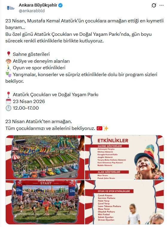 ABB'nin 23 Nisan etkinlik programı belli oldu