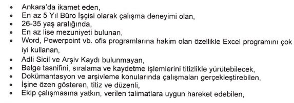 Keçiören'de kamu şirketine büro işçisi ve işçi alınıyor!