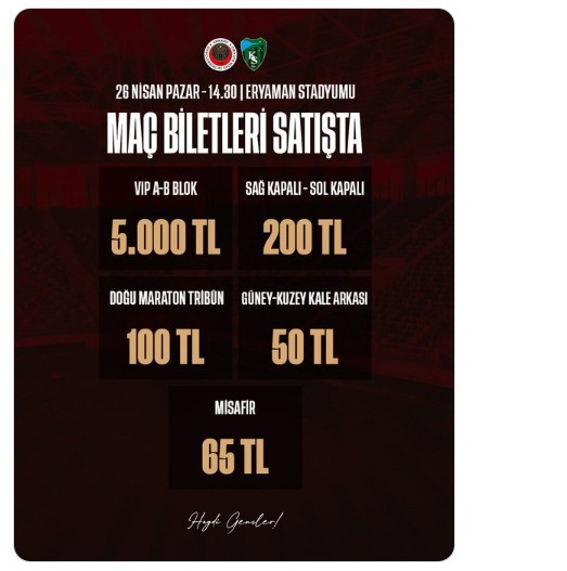 Natura Dünyası Gençlerbirliği - Kocaelispor maçının biletleri satışa çıktı