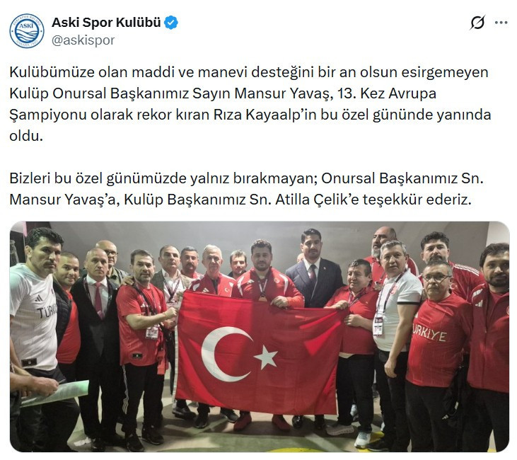 Başkan Mansur Yavaş, tarih yazan Rıza Kayaalp'i yalnız bırakmadı