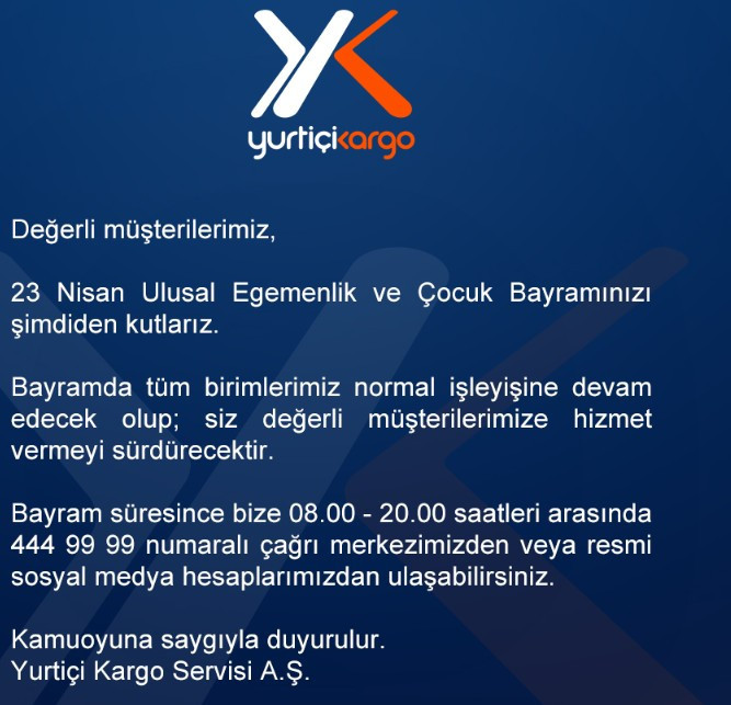 23 Nisan kargolar çalışıyor mu, PTT, Aras, Sürat, Yurtiçi Kargo açık mı?