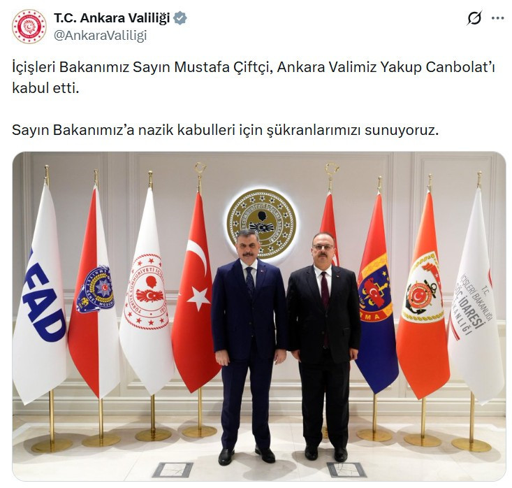 Bakan Mustafa Çiftçi, Ankara Valisi Canbolat'ı kabul etti