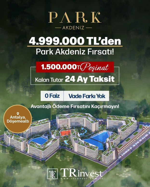 TRinvest'in Park Akdeniz Projesi'nde 0 faiz ve 24 ay vade fırsatı başladı! - Resim : 3
