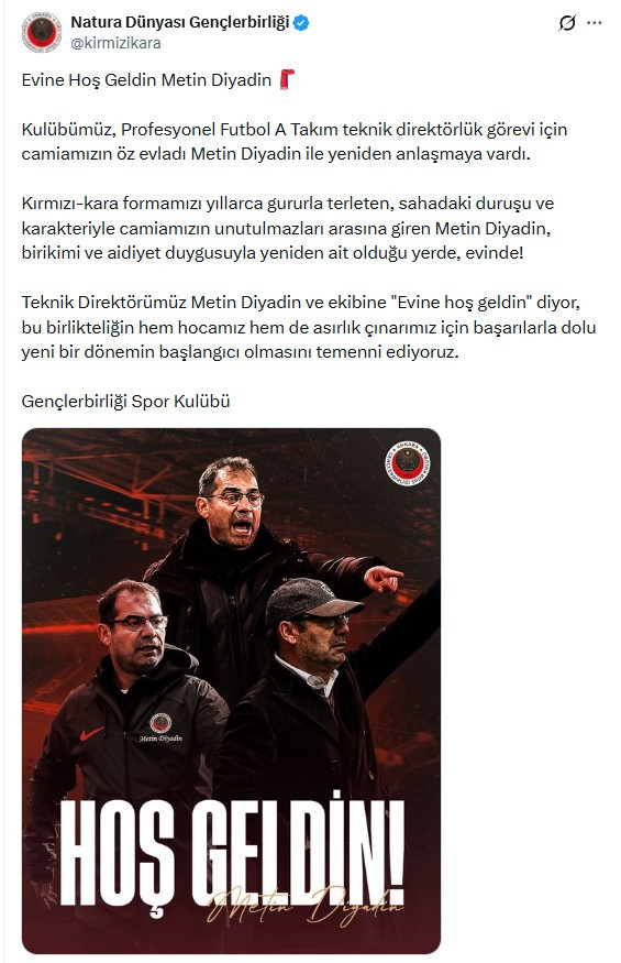 Natura Dünyası Gençlerbirliği, Metin Diyadinle anlaştı!
