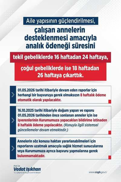 Bakan Vedat Işıkhan'dan analık ödeneği süresi açıklaması
