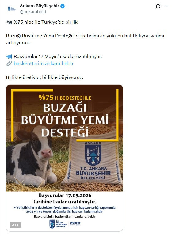 ABB buzağı büyütme yemi desteği başvurularının uzatıldığını duyurdu!