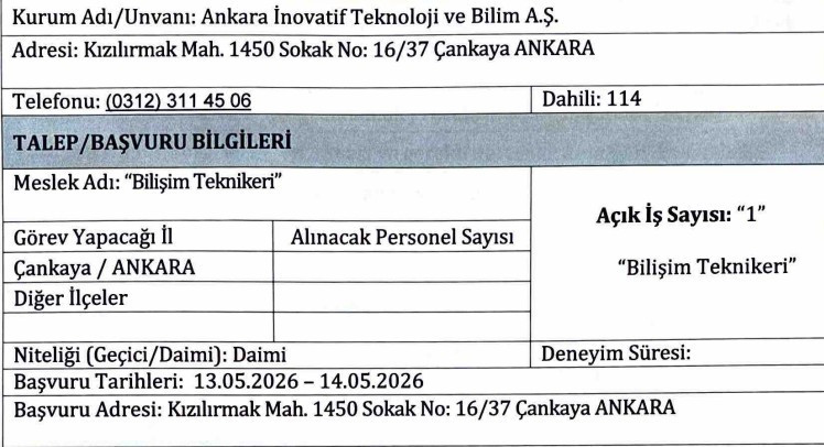 ABB'nin şirketine daimi bilişim teknikeri alınacak!