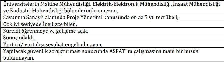 Ankara ASFAT uzman personel alımı yapacak!