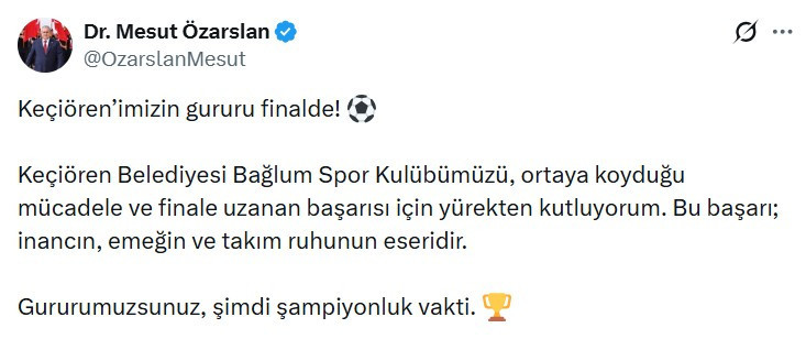 Keçiören Belediyesi Bağlum Spor finale yükseldi