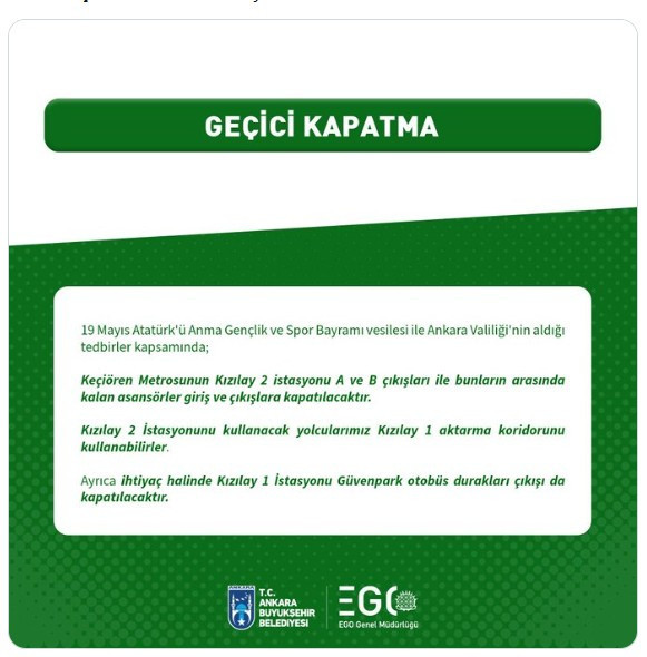 Yola çıkacak Ankaralılar dikkat! EGO'dan metro ve otobüs duyurusu
