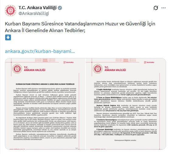 Başkentte alınacak Kurban Bayramı tedbirleri açıklandı!