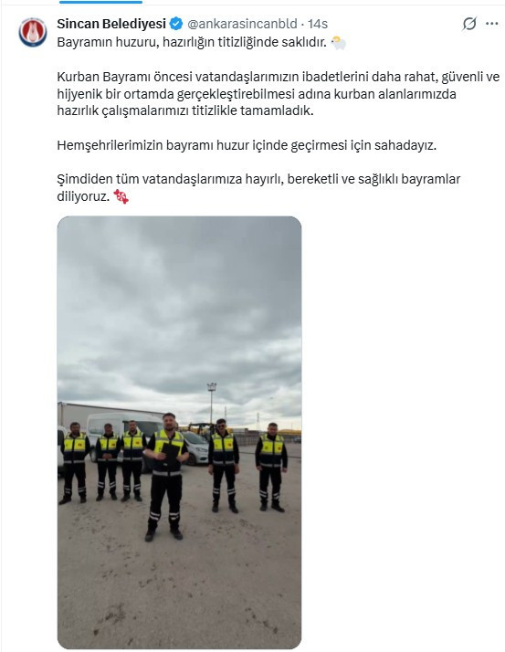 Sincan Belediyesi, kurban alanlarındaki hazırlıklarını tamamladı