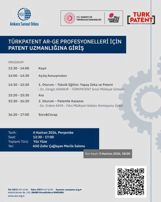 ASO'dan Ankaralı sanayiciler için 'Patent Uzmanlığına Giriş Eğitimi'