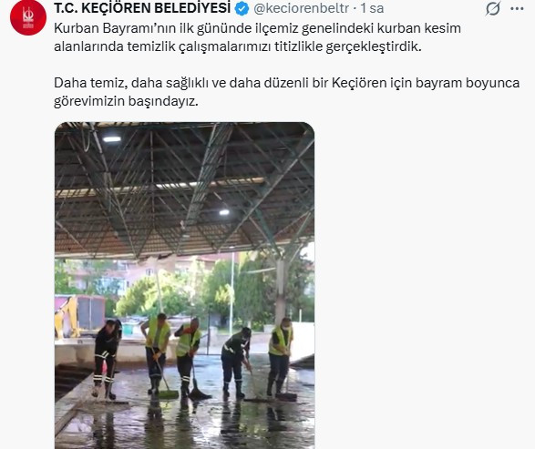 Keçiören Belediyesi kurban kesim alanlarında detaylı temizlik gerçekleştirdi