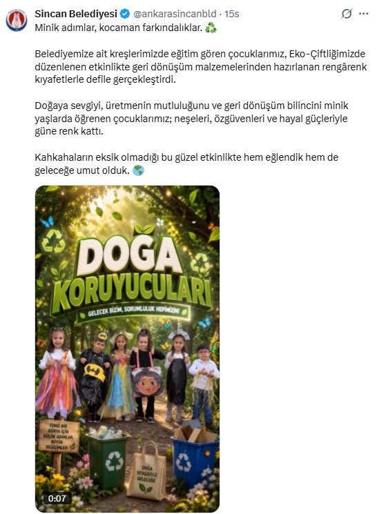 Sincan'da minikler geri dönüşüm kıyafetleriyle defile yaptı