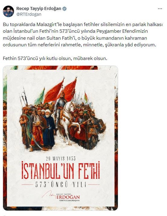 Cumhurbaşkanı Erdoğan: "Fetihler silsilesinin en parlak halkası"