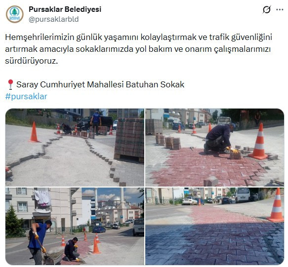 Pursaklar Belediyesinden yol bakım ve onarım çalışması