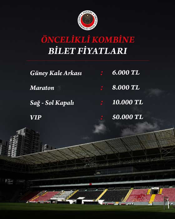 Gençlerbirliği 2026 - 2027 sezonunun kombine bilet fiyatlarını açıkladı...