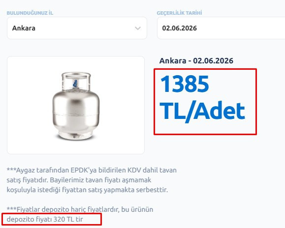 Ankara'da Haziran ayı tüp fiyatları açıklandı: Büyük mutfak tüpü fiyatı 1.700 lirayı aştı!
