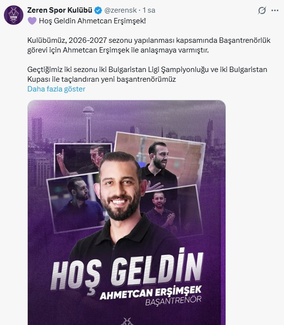 Zeren Spor'da başantrenörlüğe Ahmetcan Erşimşek getirildi