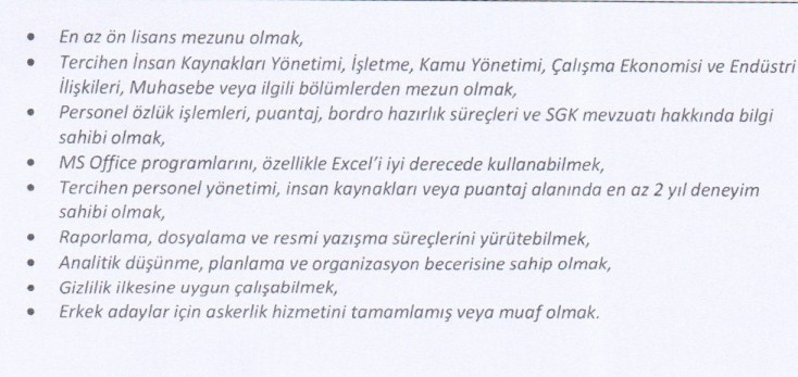 Etimesgut Belediyesinin şirketine insan kaynakları yönetimi meslek elemanı alınacak - Resim : 2