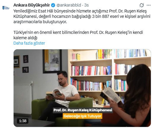 ABB'nin yenilediği Esat Hal'de Prof. Dr. Ruşen Keleş Kütüphanesi yoğun ilgi görüyor