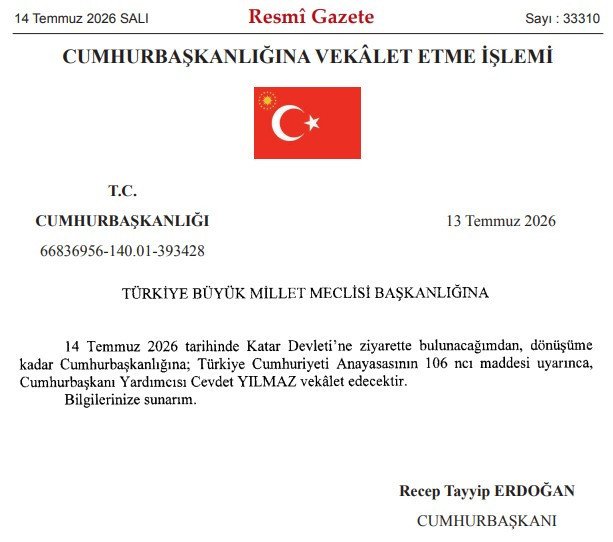 Bugün Katar'a gidecek Cumhurbaşkanı Erdoğan'a Cevdet Yılmaz vekalet edecek