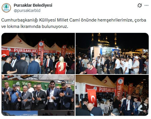 Pursaklar Belediyesi, Cumhurbaşkanlığı Külliyesi Millet Cami önünde çorba ve lokma ikramında bulundu