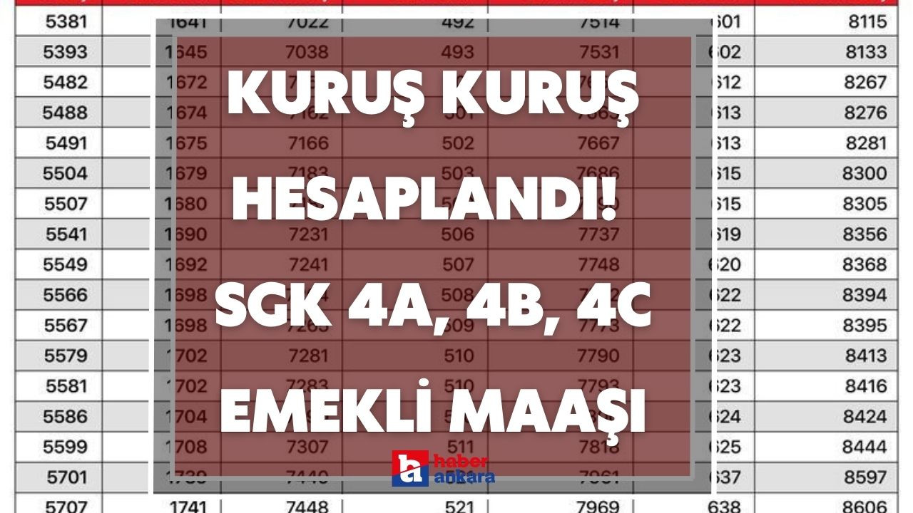 Kuruş kuruş hesaplandı rakam ortaya çıktı! SGK 4A, 4B, 4C emekli maaşı