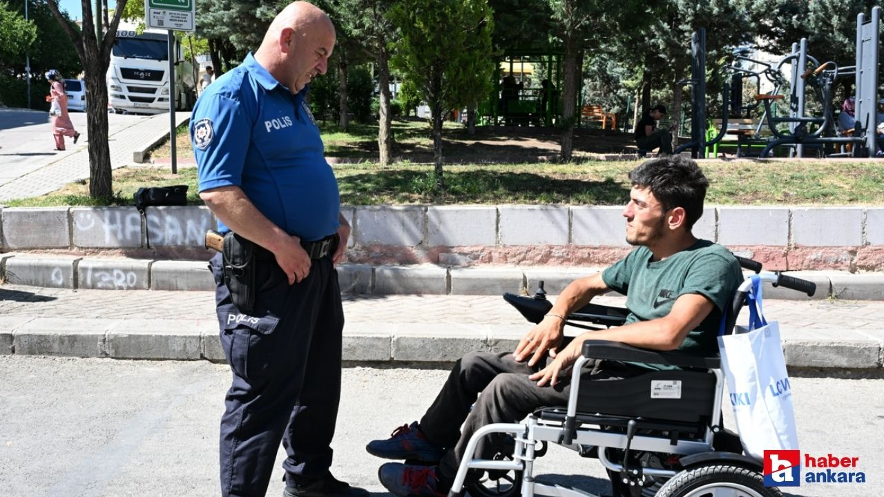 Ankara'da yürekleri ısıtan görüntü! Polis memuru akülü sandalye aldığı engelli gençle buluştu