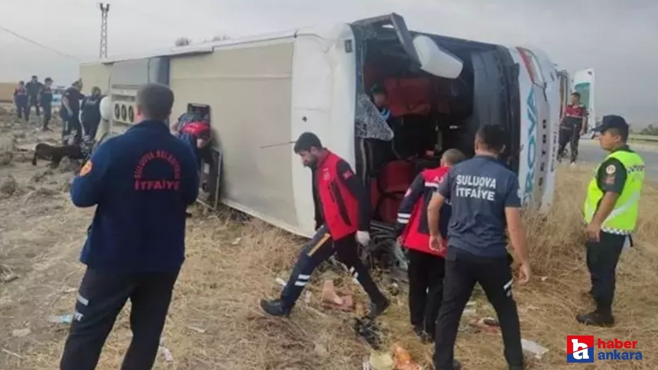 Amasya'da yolcu otobüsü devrildi! Çok sayıda yaralı var