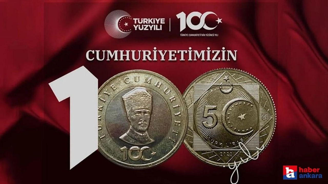 Cumhuriyet'in yüzüncü yılına özel basılan 5 liraya ilişkin düzenleme Resmi Gazete'de yayımlandı