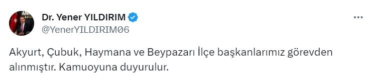 Ankara İYİ Parti'de ayrılık rüzgarı! İlçe başkanları görevden alındı