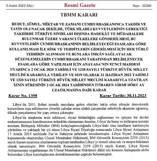 TBMM kararı Resmi Gazete'de yayımlandı! Askerlerin Libya'da kalma süresi uzatıldı - Resim : 2