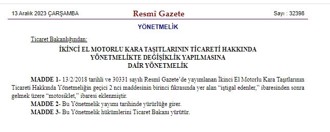 Resmi Gazete kararı yayımlandı! İkinci el motosiklet satışına 6 ayda 6 bin kilometre kuralı geldi!