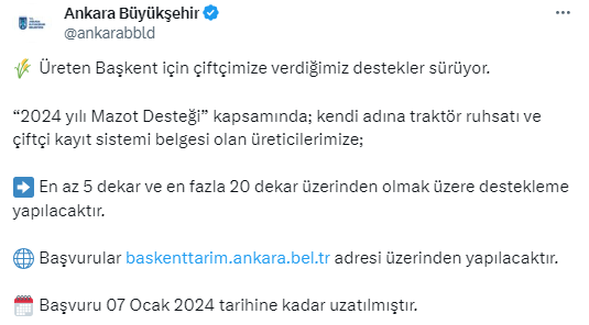 ABB 2024 mazot desteği başvuru süresinin uzatıldığını duyurdu! - Resim : 4