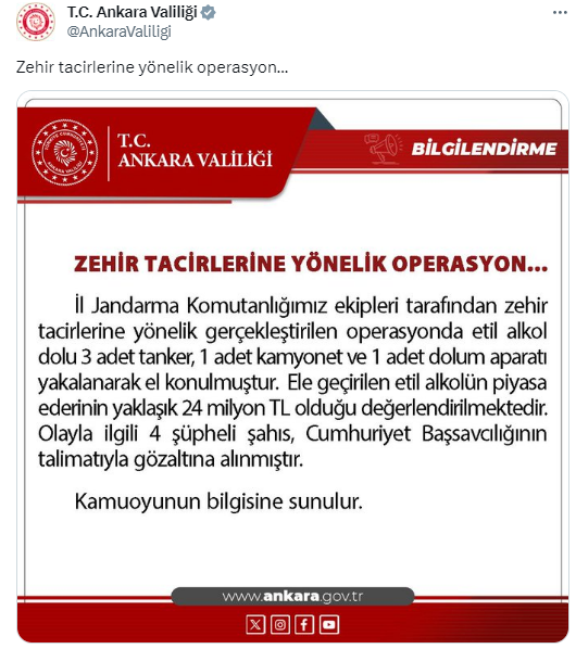 Ankara'daki kaçakçılık operasyonunda 4 şüpheli yakalandı!