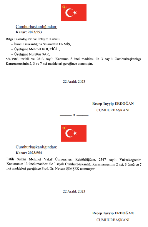 Bazı atama ve görevden alma kararları Resmi Gazete'de yayımlandı! - Resim : 2