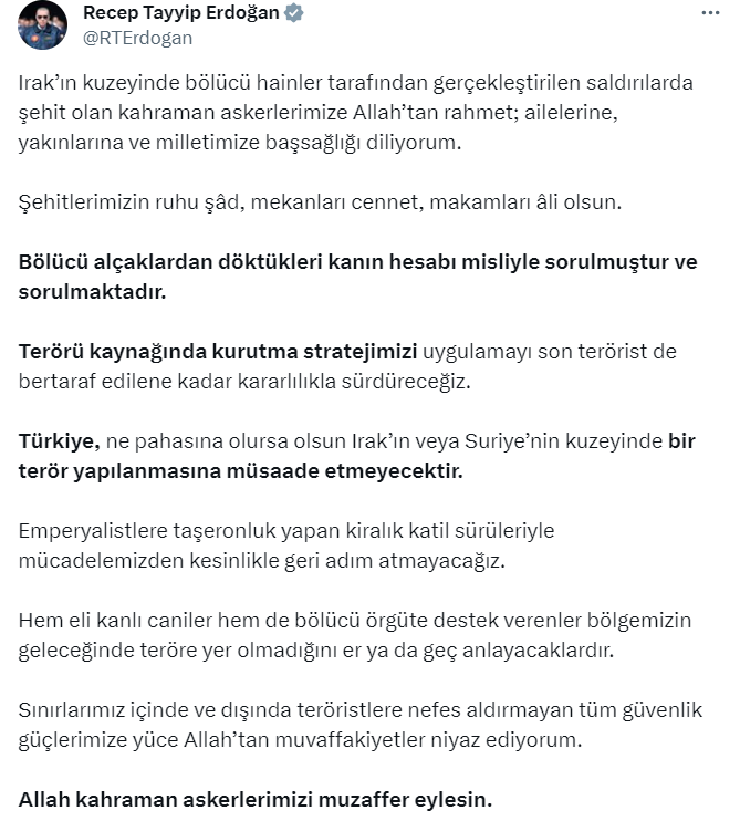 2 günde 12 askerimizi şehit verdik! Siyasilerden şehitlerimiz için taziye mesajı geldi - Resim : 2