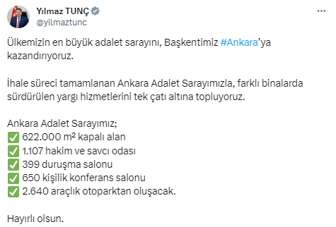 Bakan Tunç duyurdu! Türkiye’nin en büyük Adalet Sarayı Ankara’da yapılacak - Resim : 2