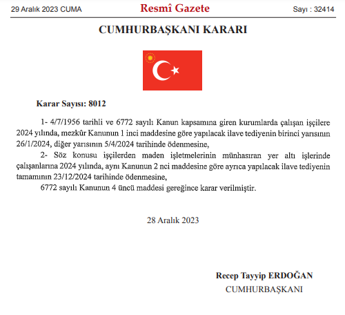 Kamu işçilerine verilecek ikramiye Resmi Gazete'de!