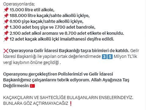 Bakan Yerlikaya Ankara dahil tüm yurtta kaçak ve sahte alkollü içecek ticaretine yönelik Çengel-5 Operasyonunu duyurdu - Resim : 2