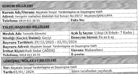 Kamu kurumuna 21 – 49 yaş arasında kadın erkek kamu personeli alımı başladı!