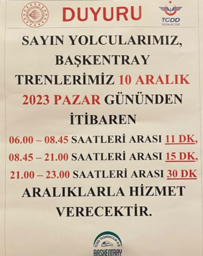 TCDD güncel Başkentray seferlerini duyurdu!