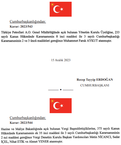 16 Aralık tarihli Cumhurbaşkanlığı atama kararları yayımlandı! - Resim : 2